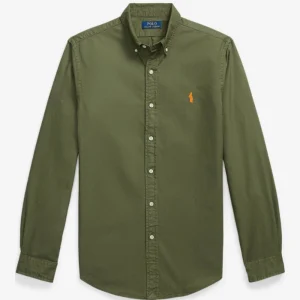 RL slim fit oxford New olive shirt